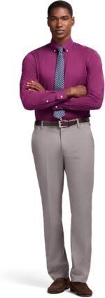 Men's Slim Fit Wrinkle-Free Stretch Dress Shirt with Button-Down Collar - Image 4