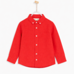 Boys' Long Sleeve Classic Collar Cotton Shirt – Smart Casual Kids Shirt (White & Red) - Image 2