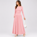 Women's Long Sleeve Maxi Dress with Pockets - Image 2