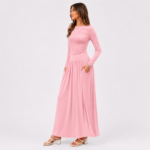 Women's Long Sleeve Maxi Dress with Pockets - Image 3