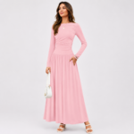 Women's Long Sleeve Maxi Dress with Pockets - Image 4