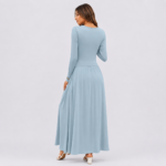 Women's Long Sleeve Maxi Dress with Pockets - Image 5