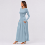 Women's Long Sleeve Maxi Dress with Pockets - Image 6