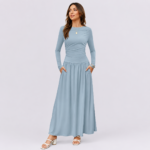 Women's Long Sleeve Maxi Dress with Pockets - Image 7