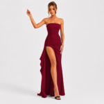 Women's Strapless High Slit Maxi Dress - Image 11