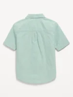 Boys' Short Sleeve Oxford Cotton Button-Up Shirt with Chest Pocket - Image 8