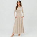 Women's Long Sleeve Maxi Dress with Pockets