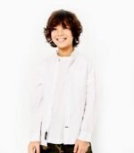 Boys' Long Sleeve Oxford Button-Down Shirt with Chest Pocket – Smart Casual Kids Shirt (Sky Blue & White) - Image 2