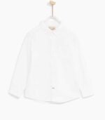 Boys' Long Sleeve Classic Collar Cotton Shirt – Smart Casual Kids Shirt (White & Red)